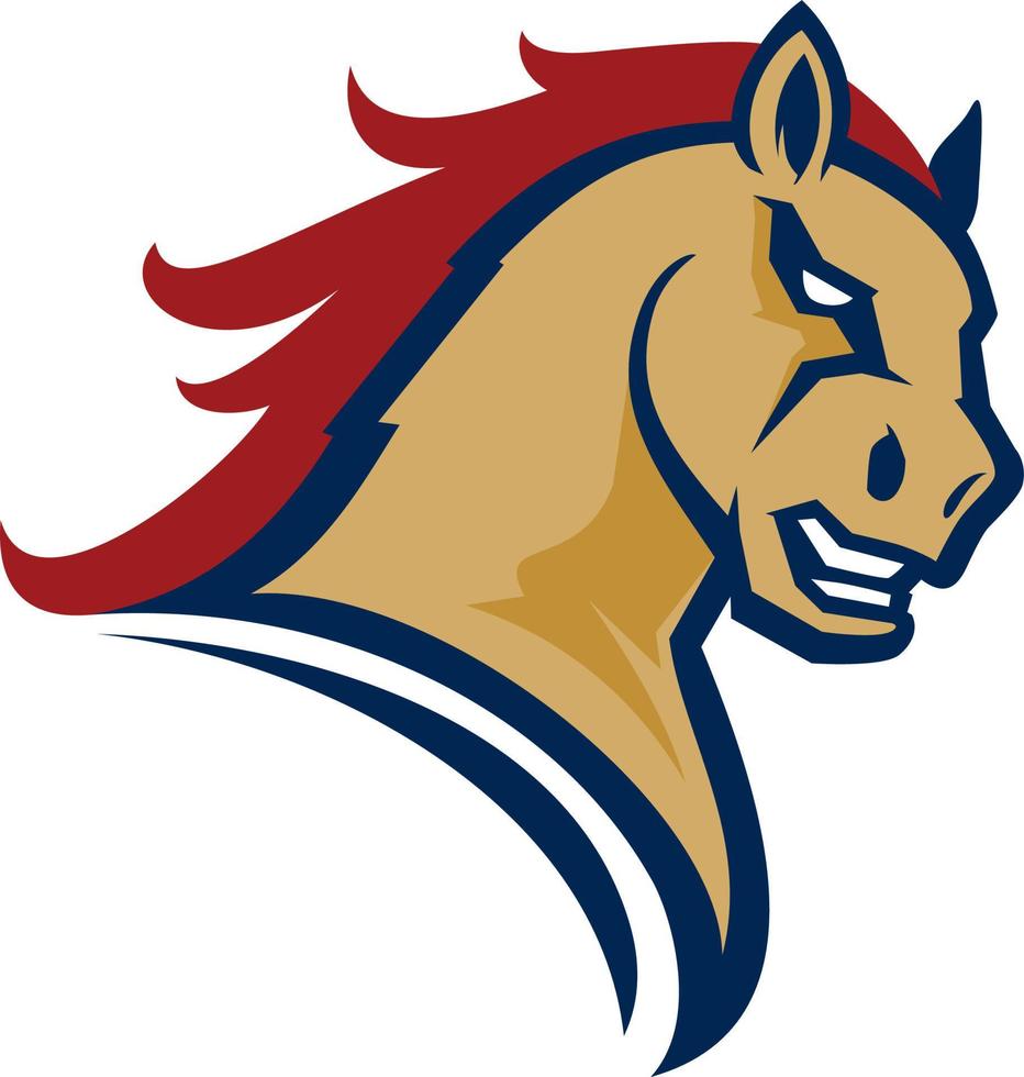logo-stijl paardenkop mascotte, gekleurde versie. geweldig voor sportlogo's en teammascottes. vector
