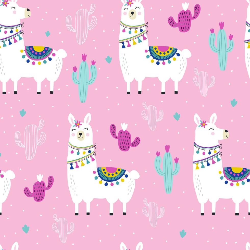 naadloos patroon met schattige lama. vectorillustraties vector