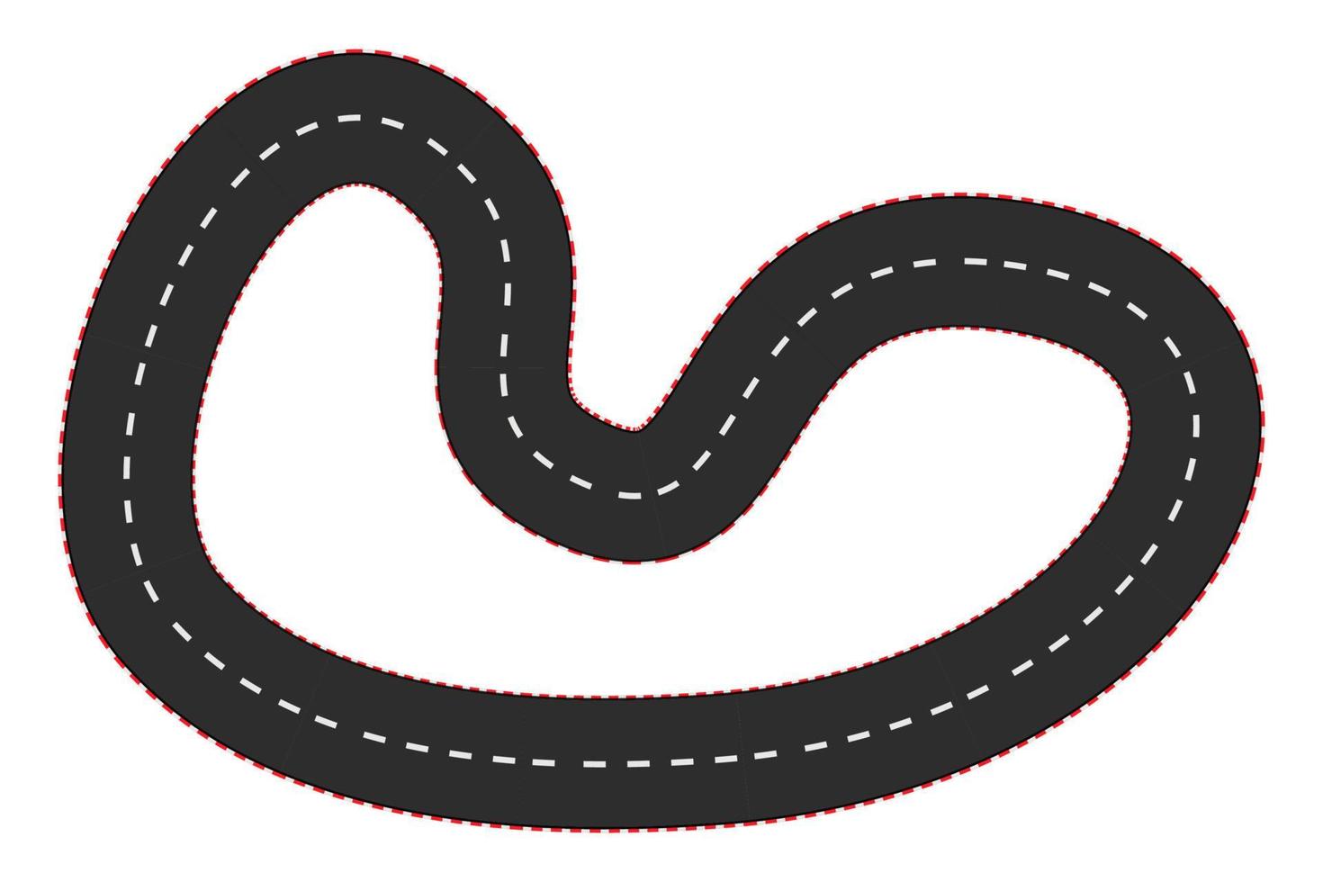 auto race lege weg, curve track bovenaanzicht in cartoon stijl geïsoleerd op een witte achtergrond. sport formule kaart. . vector illustratie