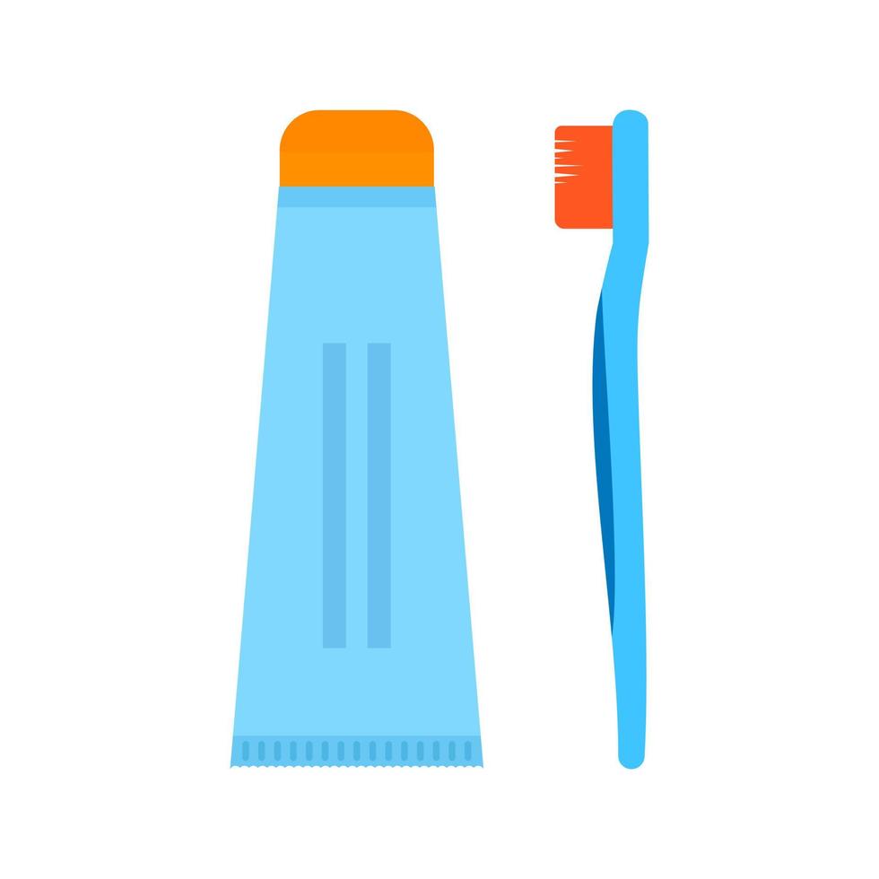tandenborstel en tandpasta plat veelkleurig pictogram vector