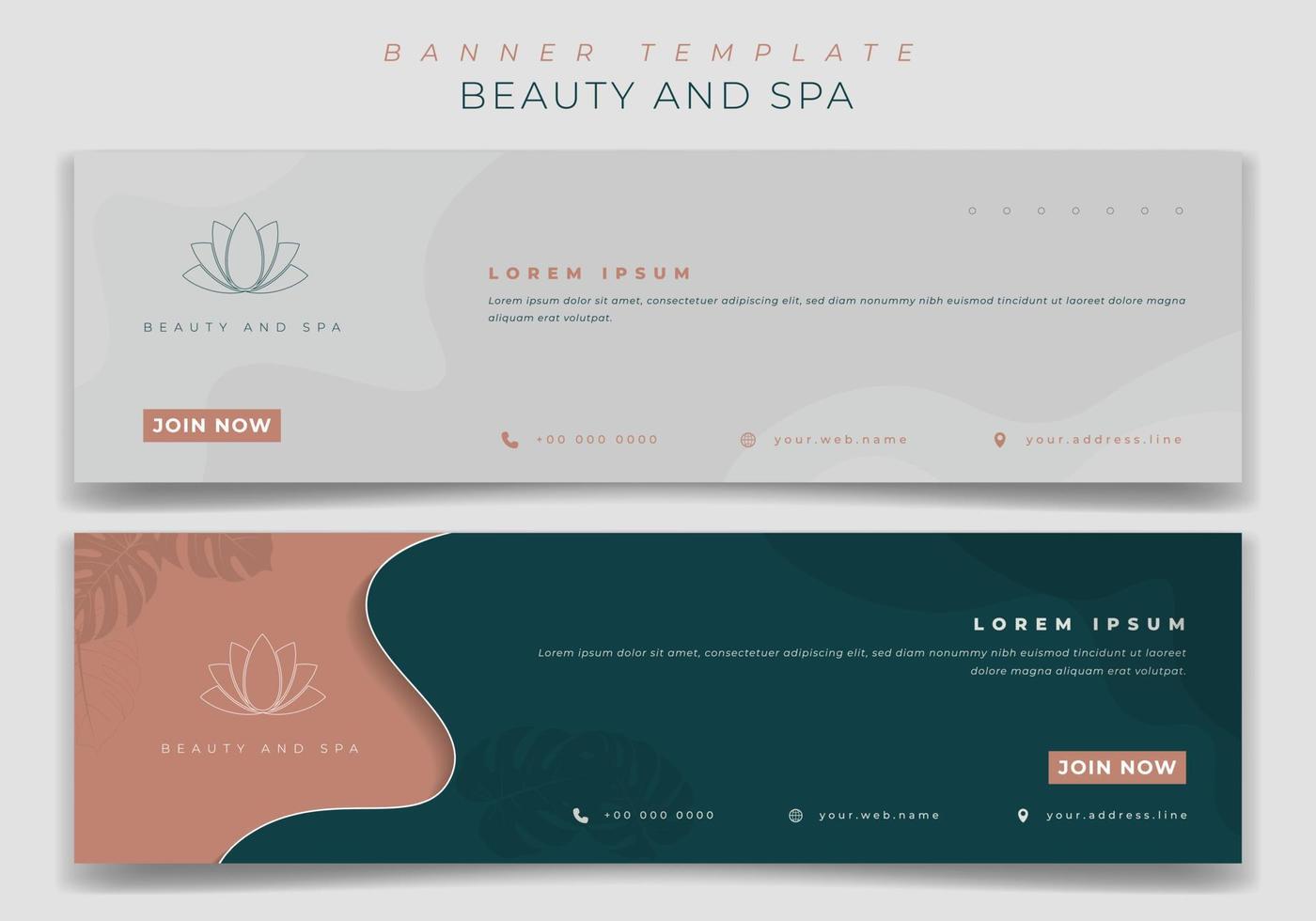 webbannersjabloon voor schoonheids- en spa-advertentieontwerp op vrouwelijke achtergrond vector