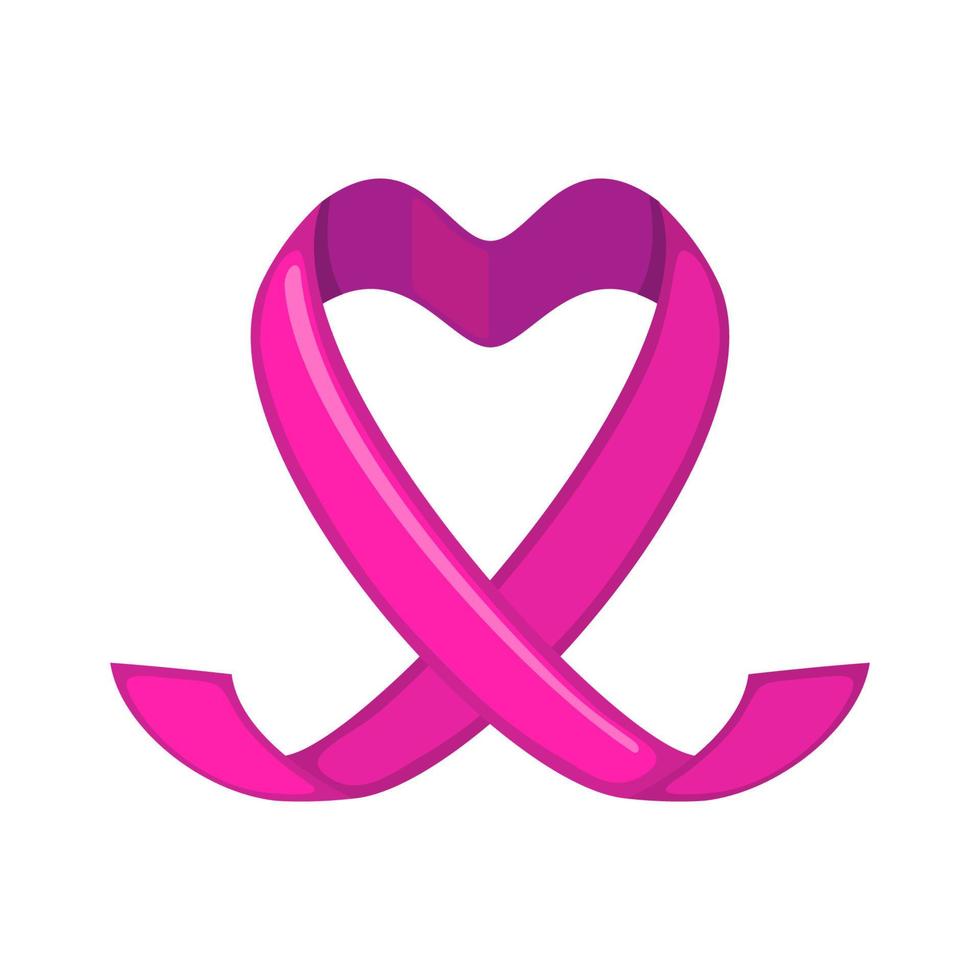 roze lint pictogram in de vorm van een hart in vlakke stijl geïsoleerd op een witte achtergrond. symbool voor het bewustzijn van borstkanker. vectorillustratie. gezondheidszorg medisch concept. vector
