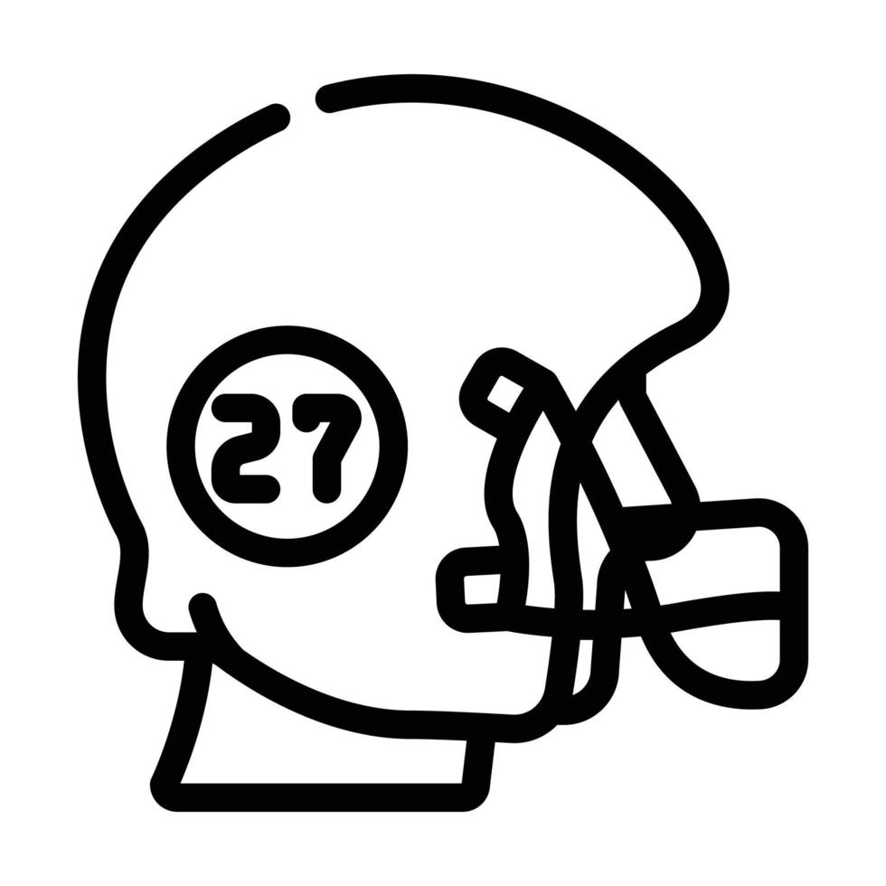 rugby voetbal speler helm met nummer lijn pictogram vectorillustratie vector