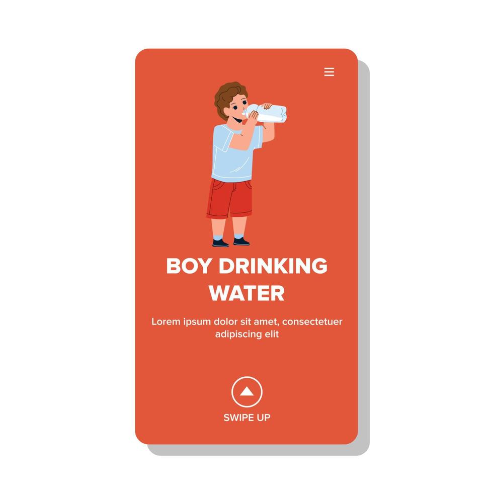 jongen drinkwater uit fles in park vector