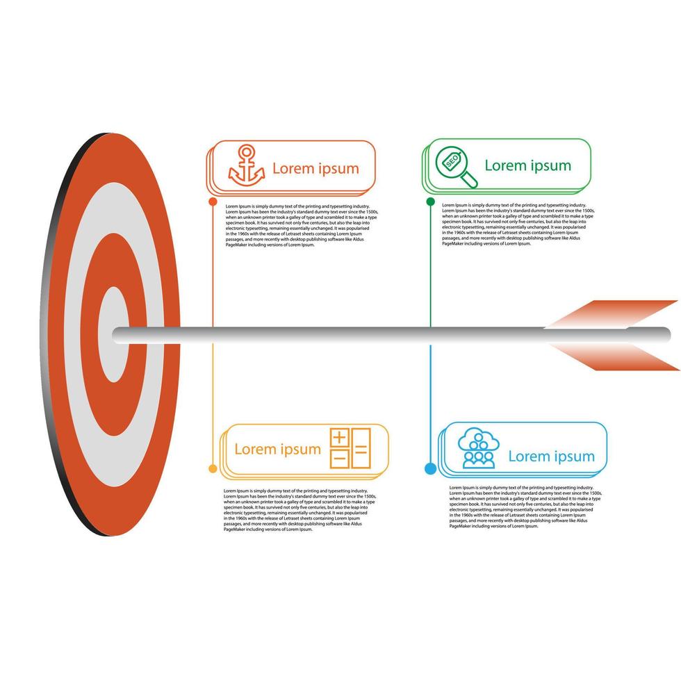 infographic doel en pijl vector sjabloon proces concept stap voor strategie en informatie-educatie