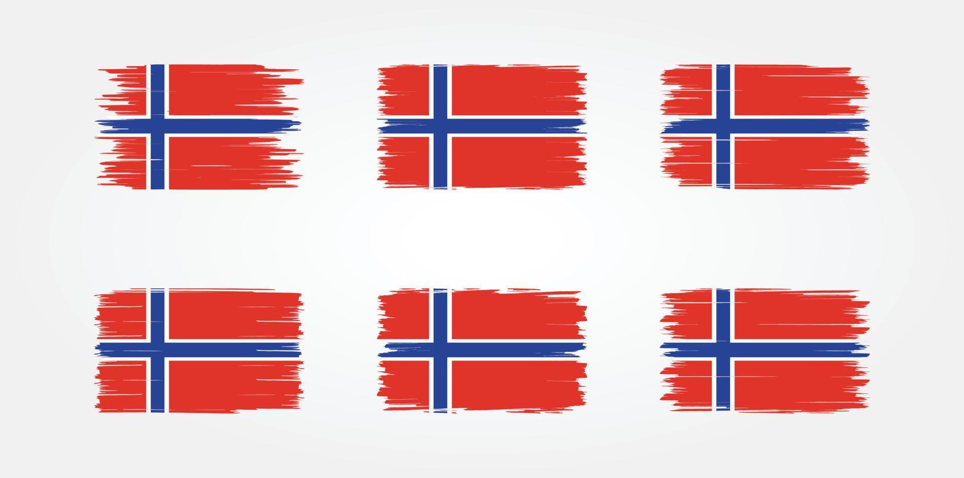 Noorse vlagborstelcollectie. nationale vlag vector