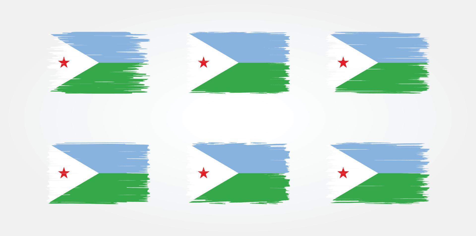djibouti vlag borstel collectie. nationale vlag vector
