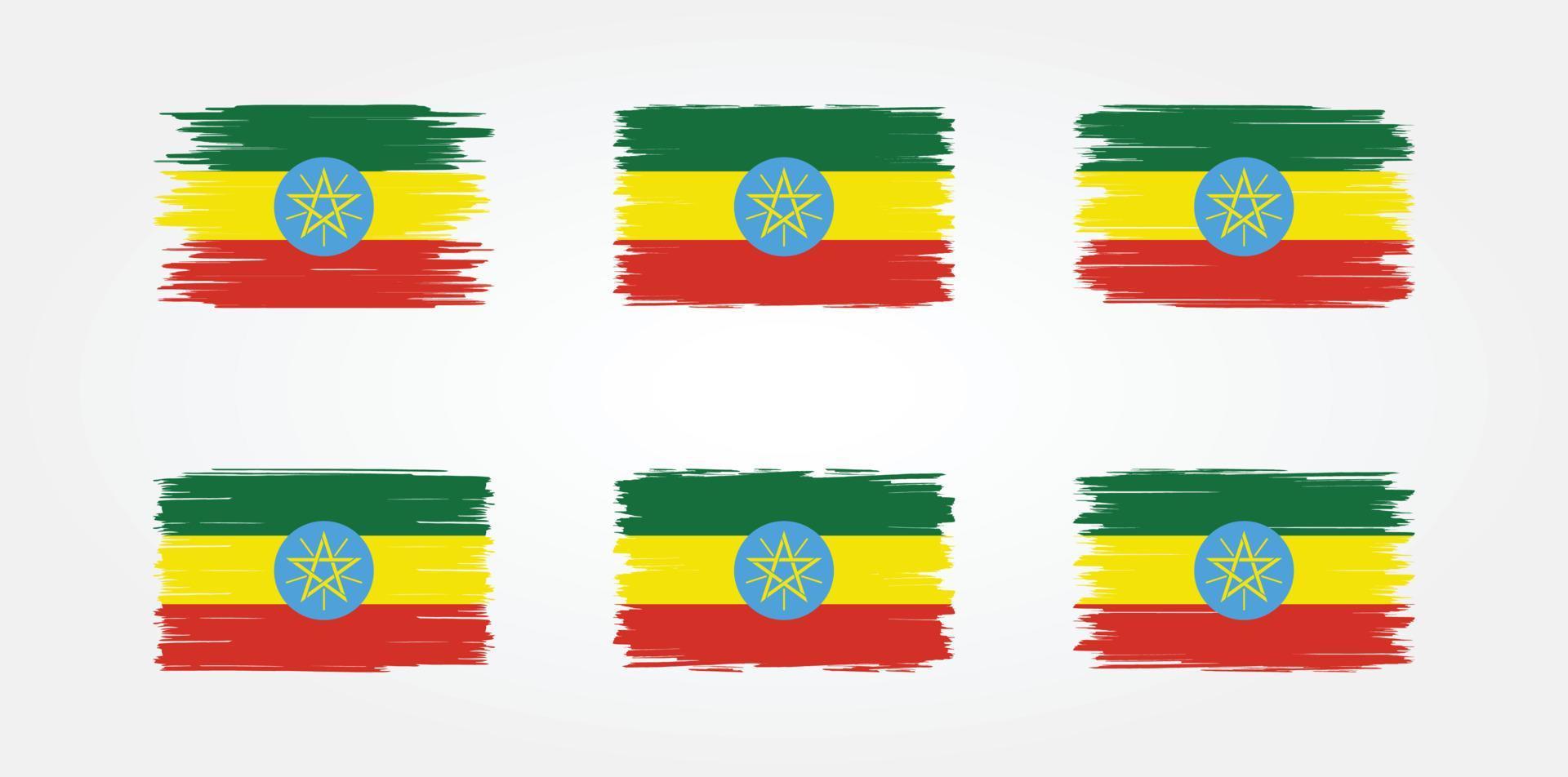 Ethiopië vlag borstel collectie. nationale vlag vector