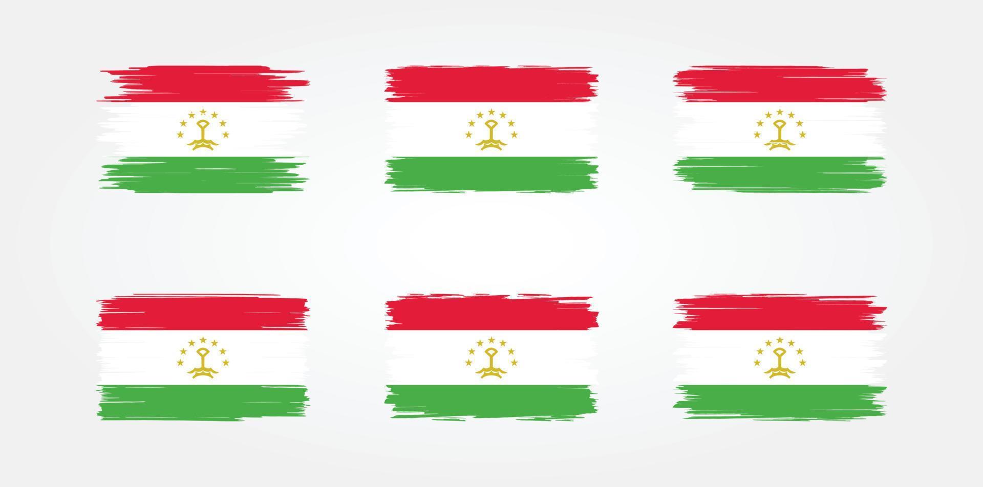 Tadzjikistan vlag borstel collectie. nationale vlag vector