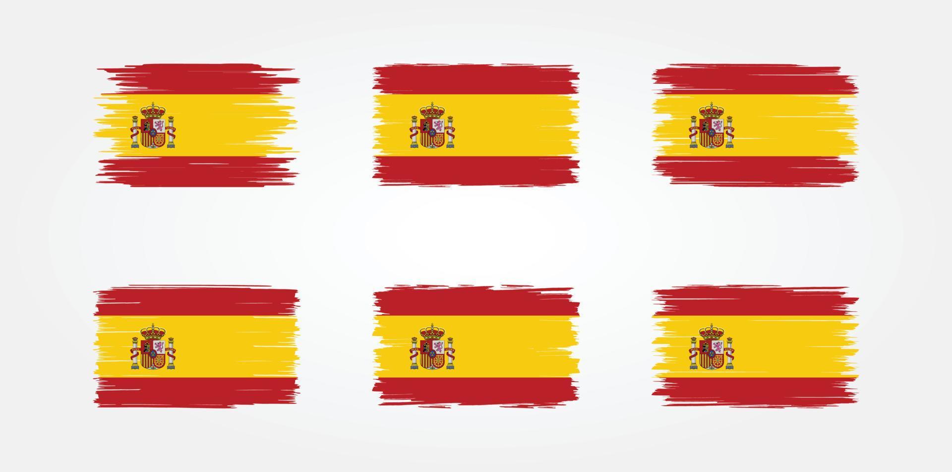 spanje vlag borstel collectie. nationale vlag vector