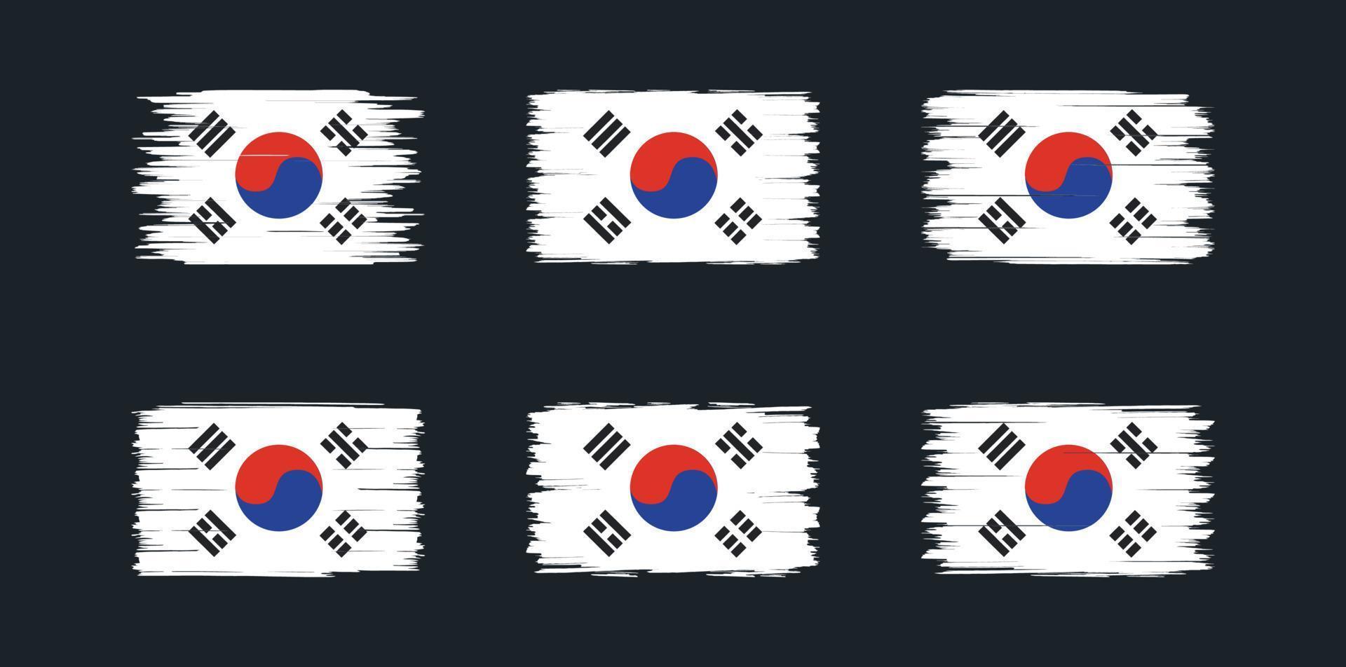 vlagborstelcollectie van zuid-korea. nationale vlag vector