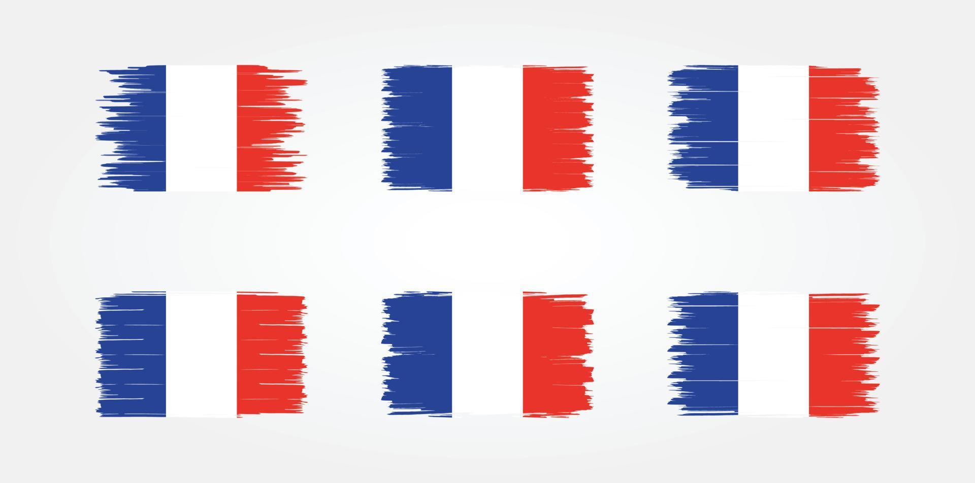 frankrijk vlag borstel collectie. nationale vlag vector