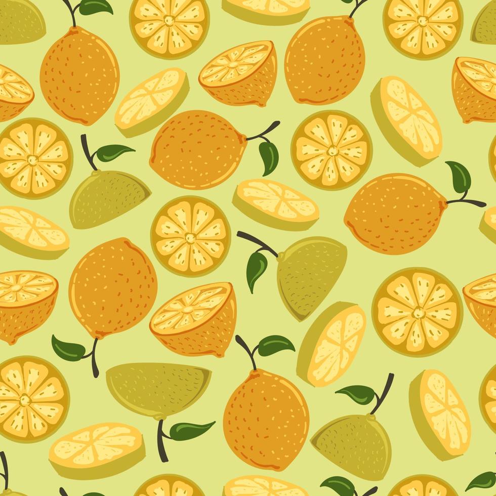 hand getrokken doodle grappig schattig citroen naadloos patroon achtergrondbehang vector