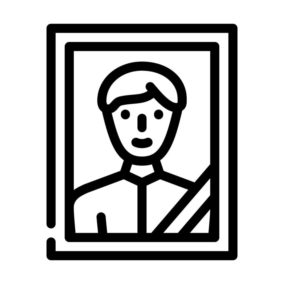 portret met begrafenis lint lijn pictogram vectorillustratie vector