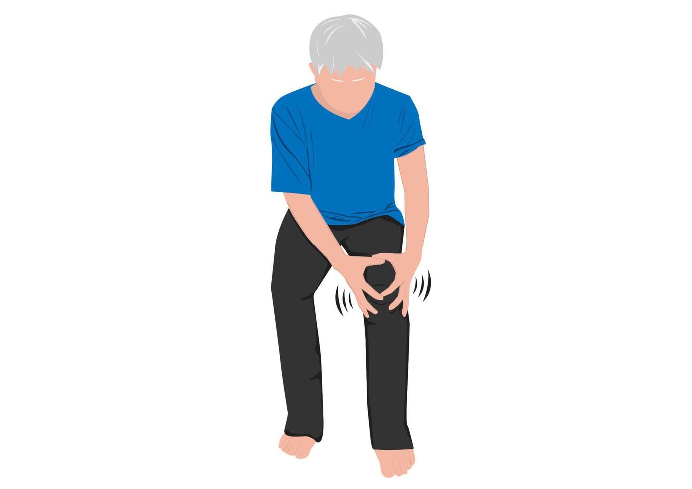 grafische afbeelding ouderen grepen knie pijnlijk ontstoken kniegewricht lijden aan artrose vectorillustratie vector