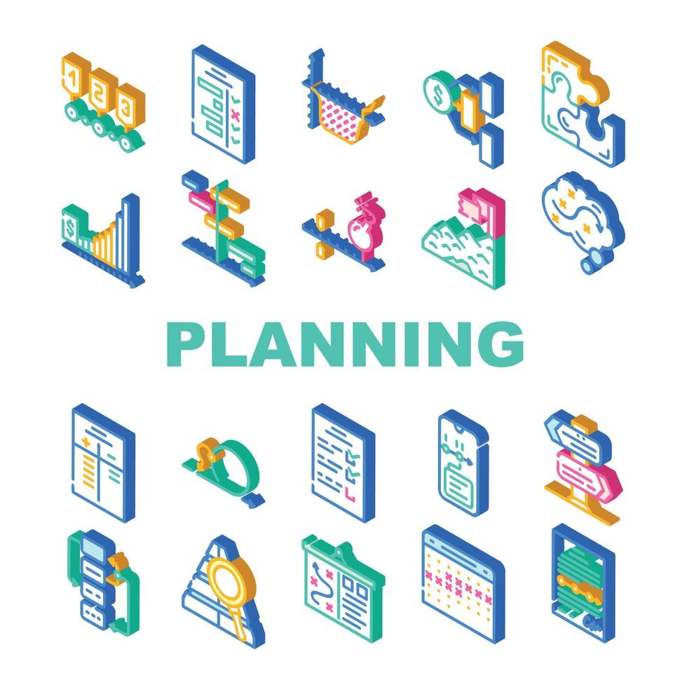 planning opstarten project strategie pictogrammen instellen vector