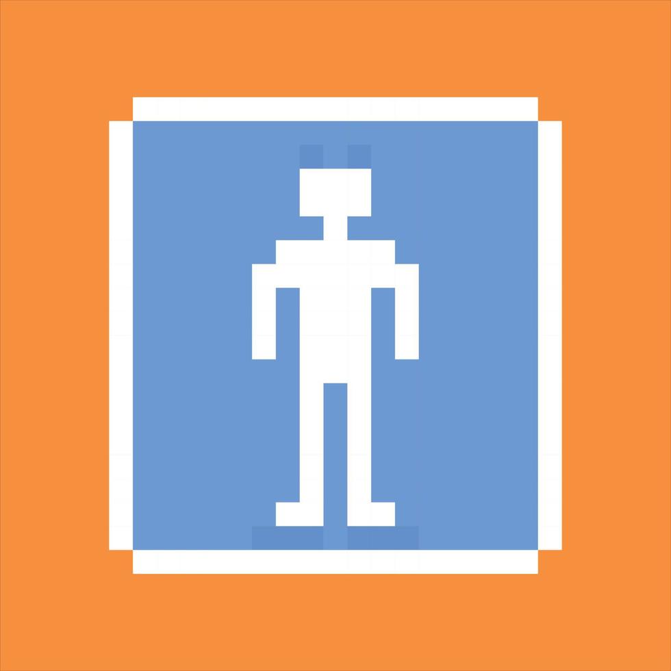 pixelart 8bit. blauw mannen toilet bord vector