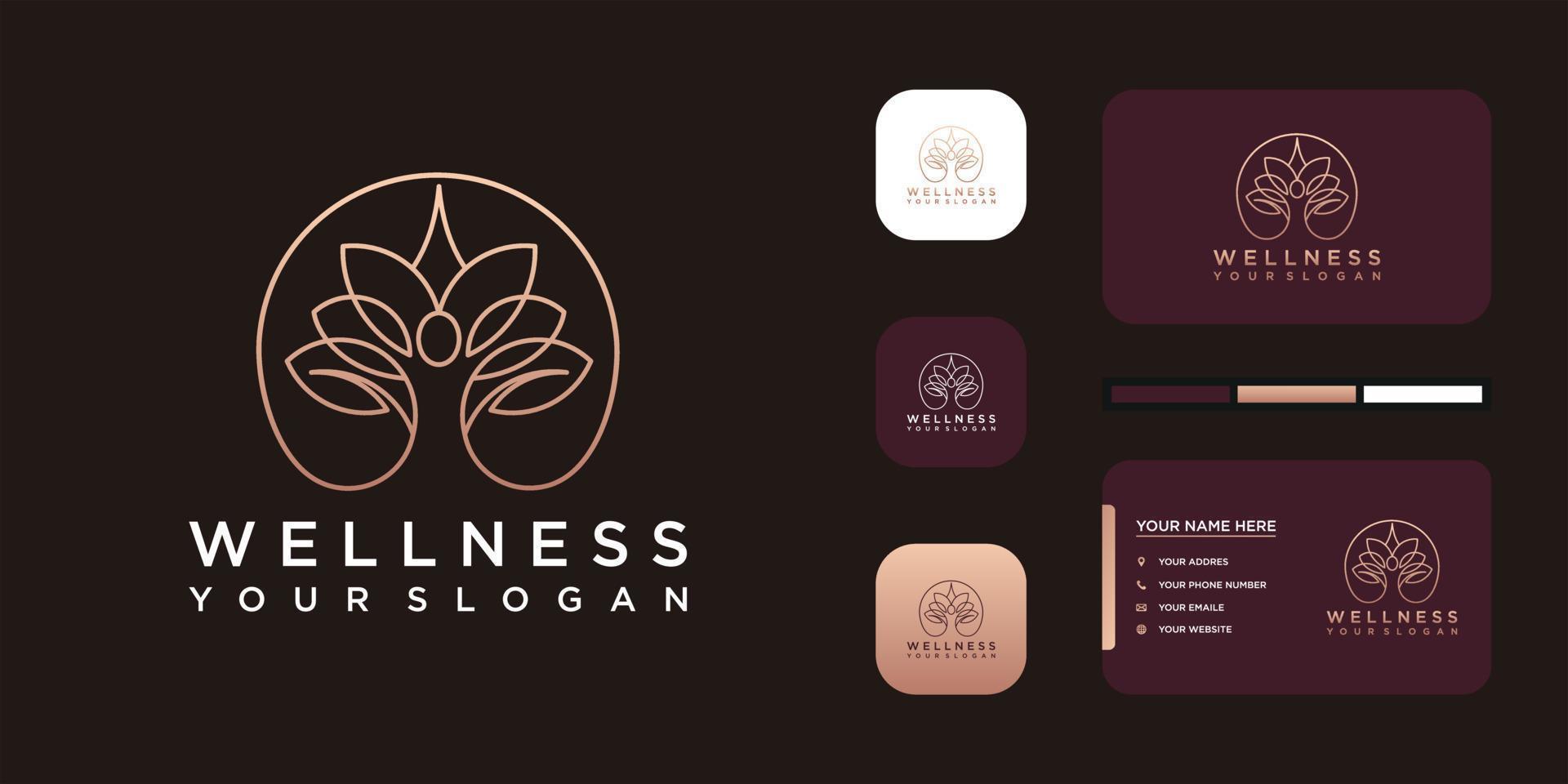 yoga- en wellness-logo met creatieve lijntekeningen. vector