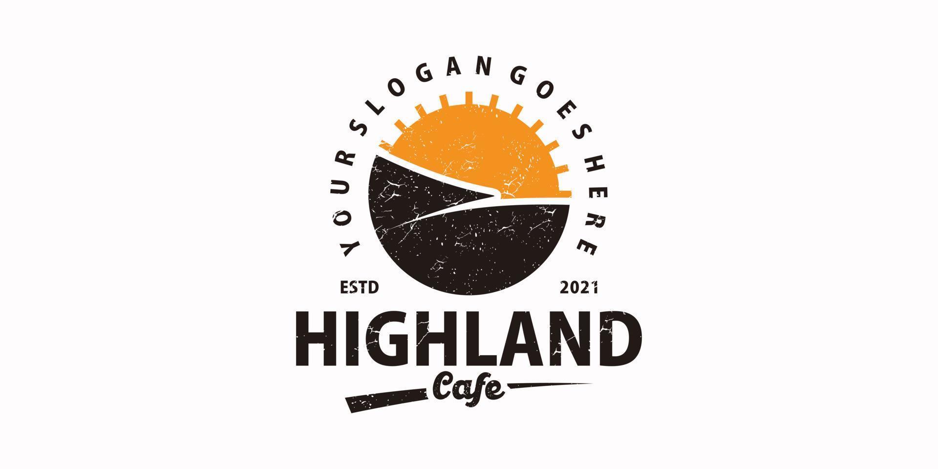 vintage highland café-logo, referentielogo vector