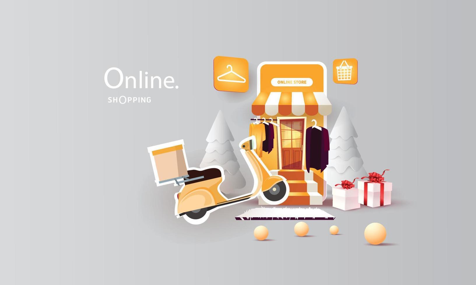 online winkelen op telefoon kopen verkopen bedrijf digitaal webbanner applicatie geld reclame betaling e-commerce vector zoeken