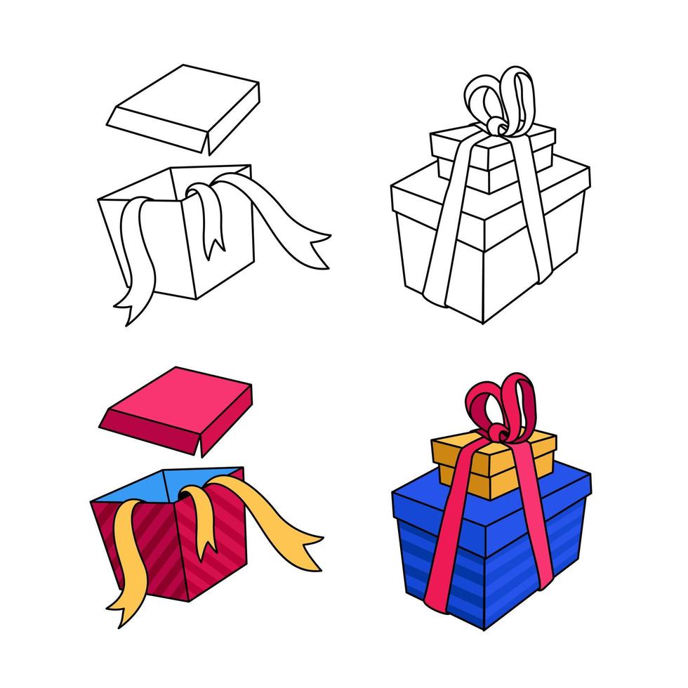 vectorillustratie van geschenkdoos met lint. geschikt voor het ontwerpelement van verjaardagscadeau, feestverrassing en cadeaupakket. vector