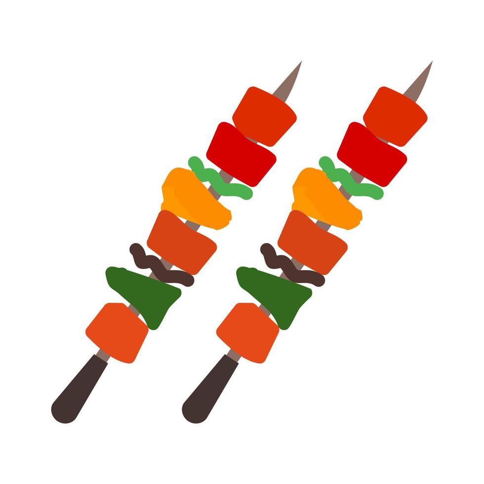 BBQ-stick plat veelkleurig pictogram vector