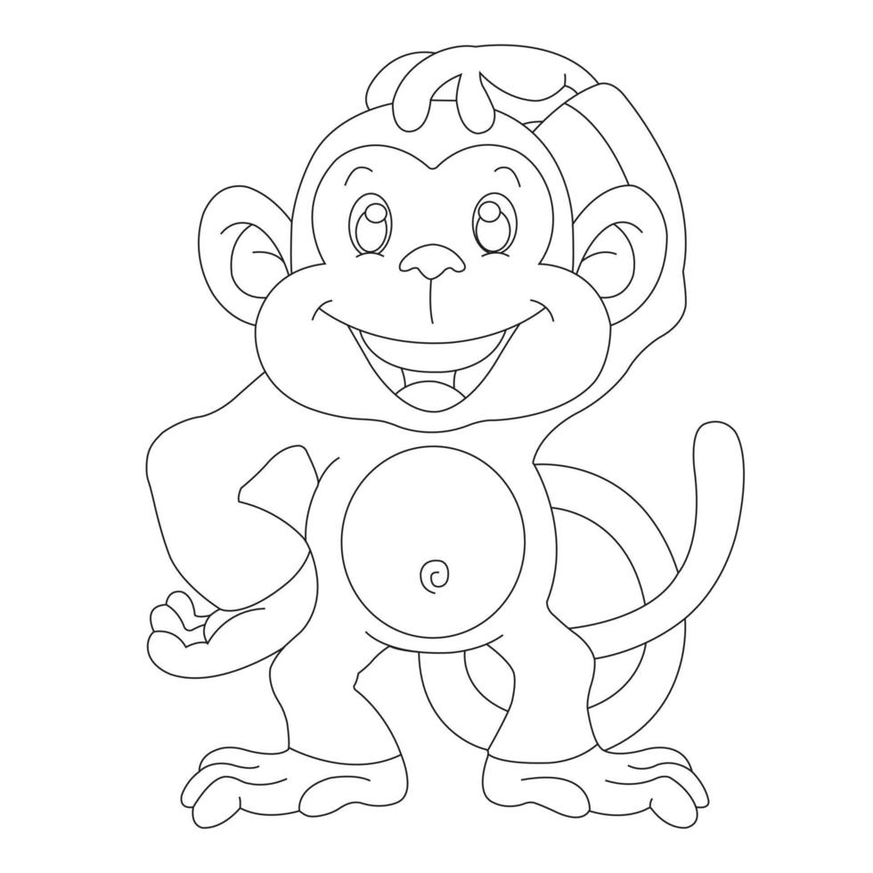 schattige kleine aap kleurplaat voor kinderen dierlijke overzicht kleurboek cartoon vectorillustratie vector