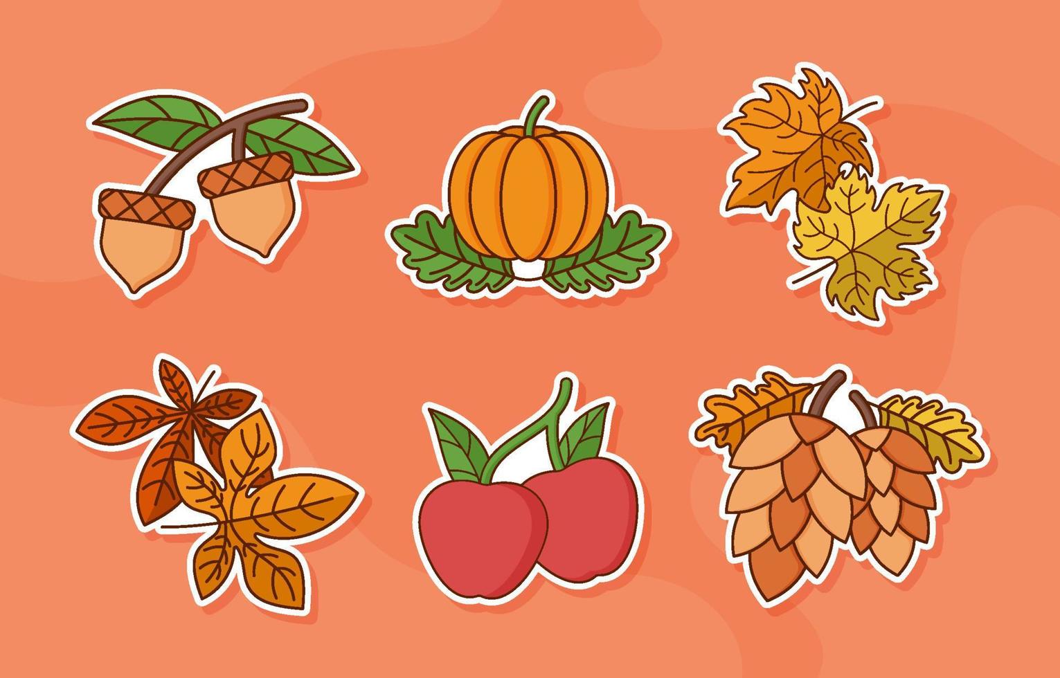 natuur herfst bloemen stickerset vector