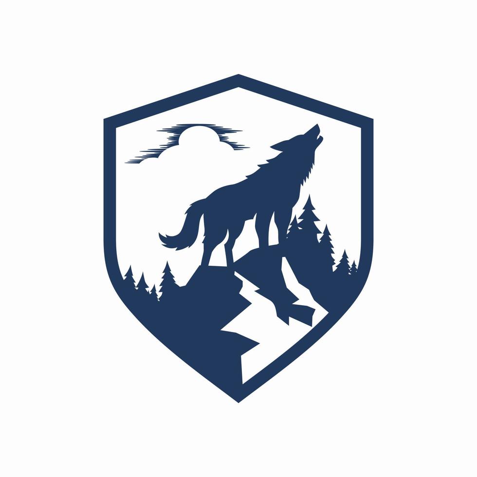 vintage wilde wolf logo vectorillustratie vector