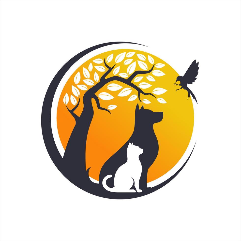 veterinair logo, katten- en hondenlogo-ontwerp, dierenverzorging, logo voor dierenartskliniek, dierenkliniek. vector