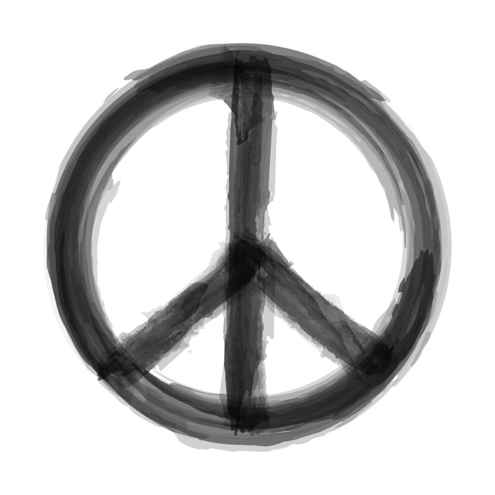 de campagne voor nucleaire ontwapening cnd symbol. realistisch aquarelontwerp. zwarte kleur grunge stijl. vector. vector