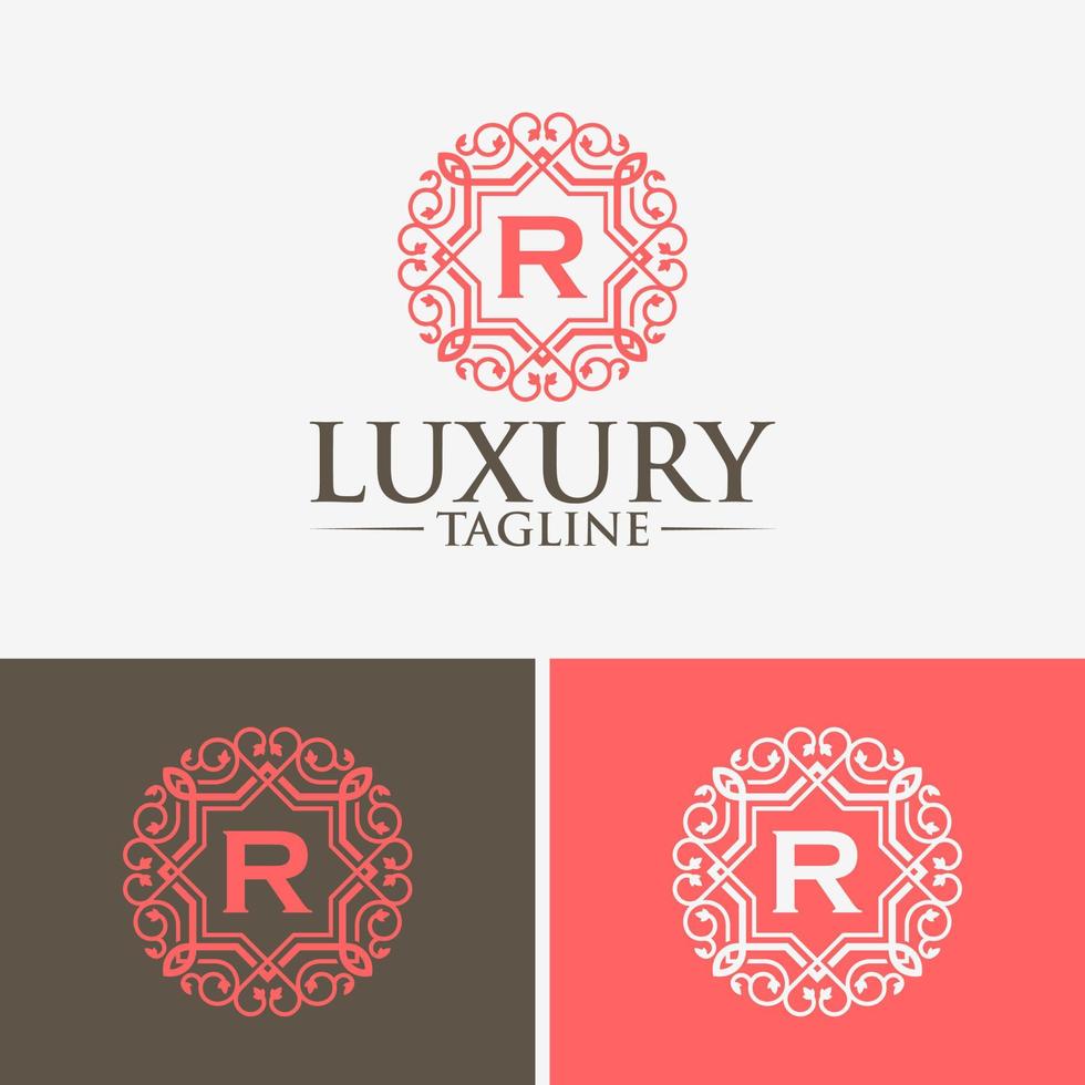 floral heraldische luxe cirkel logo sjabloon in vector voor restaurant, royalty's, boetiek, café, hotel, sieraden, mode en andere vectorillustratie