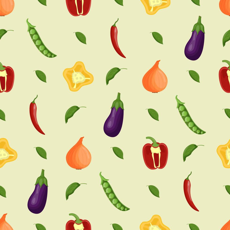 groenten naadloos patroon. vegetarisch eten, gezond eetconcept. platte vectorillustratie. vector