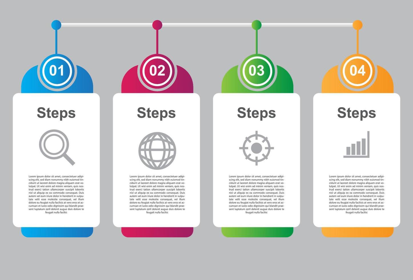 4-staps kleurrijke infographic elementsjabloon. ontwerp voor presentatie. vector