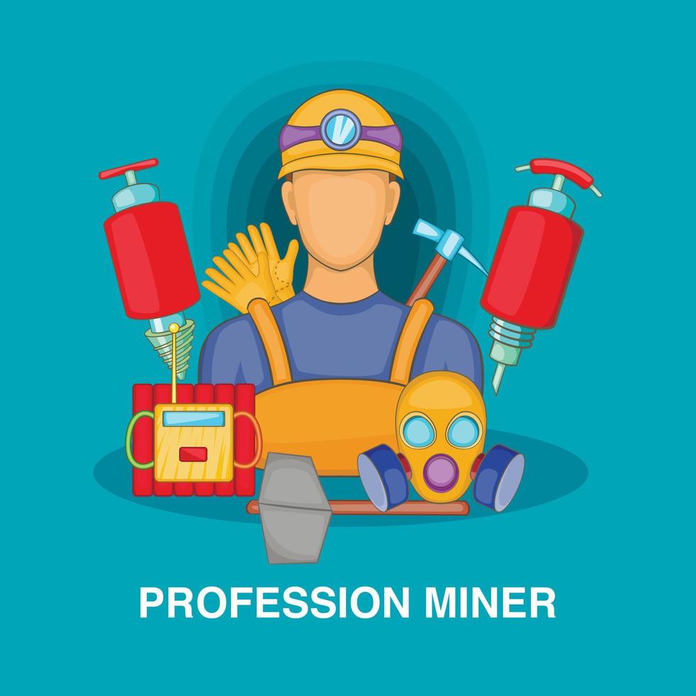 professioneel mijnwerkersconcept, cartoonstijl vector