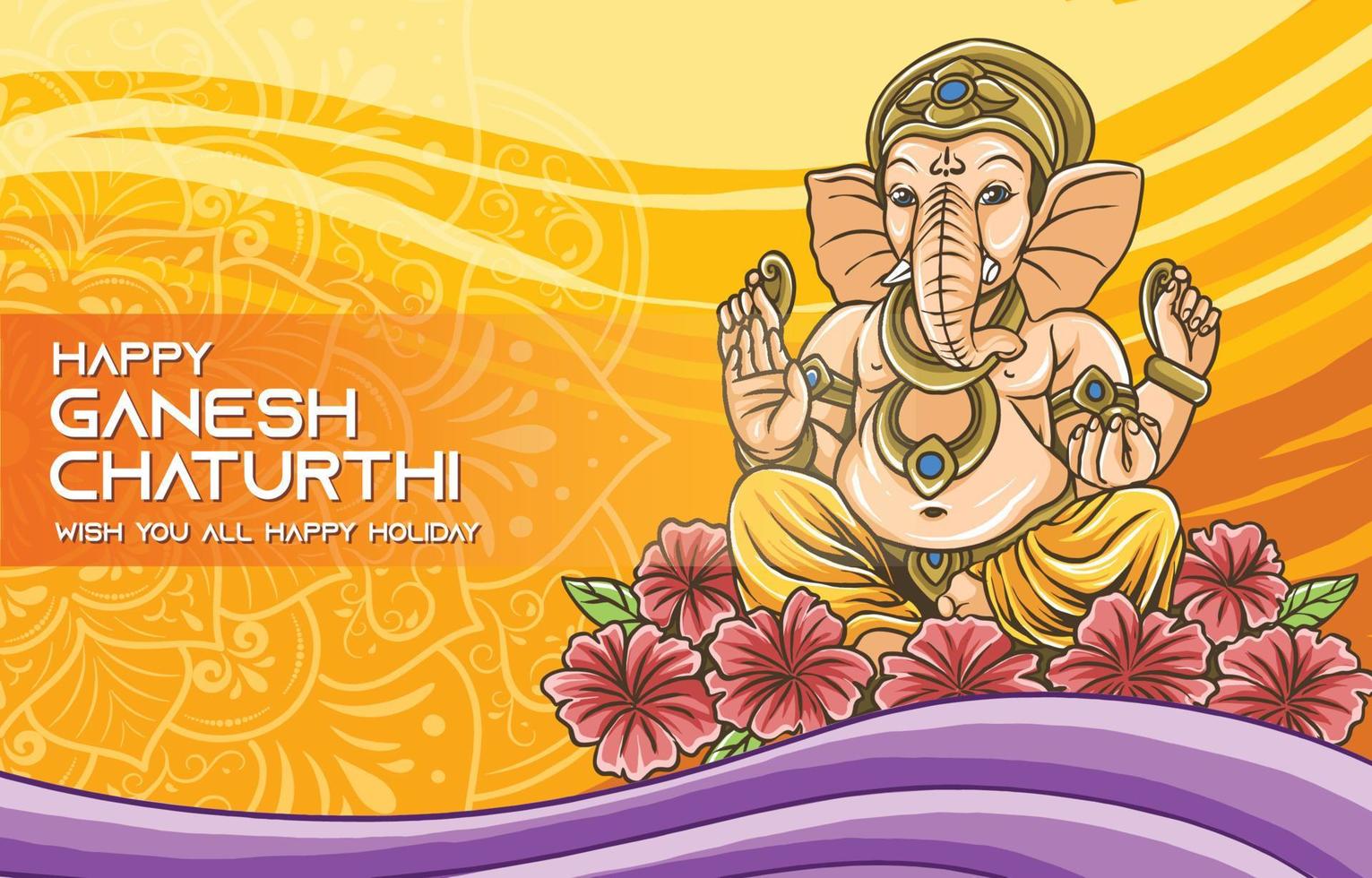 horizontale ganesh chaturthi feest hindoe religieuze tradities poster vector