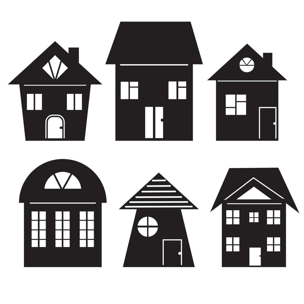 huizen en stedelijk landschap, geïsoleerde vector illustratie stencil icon