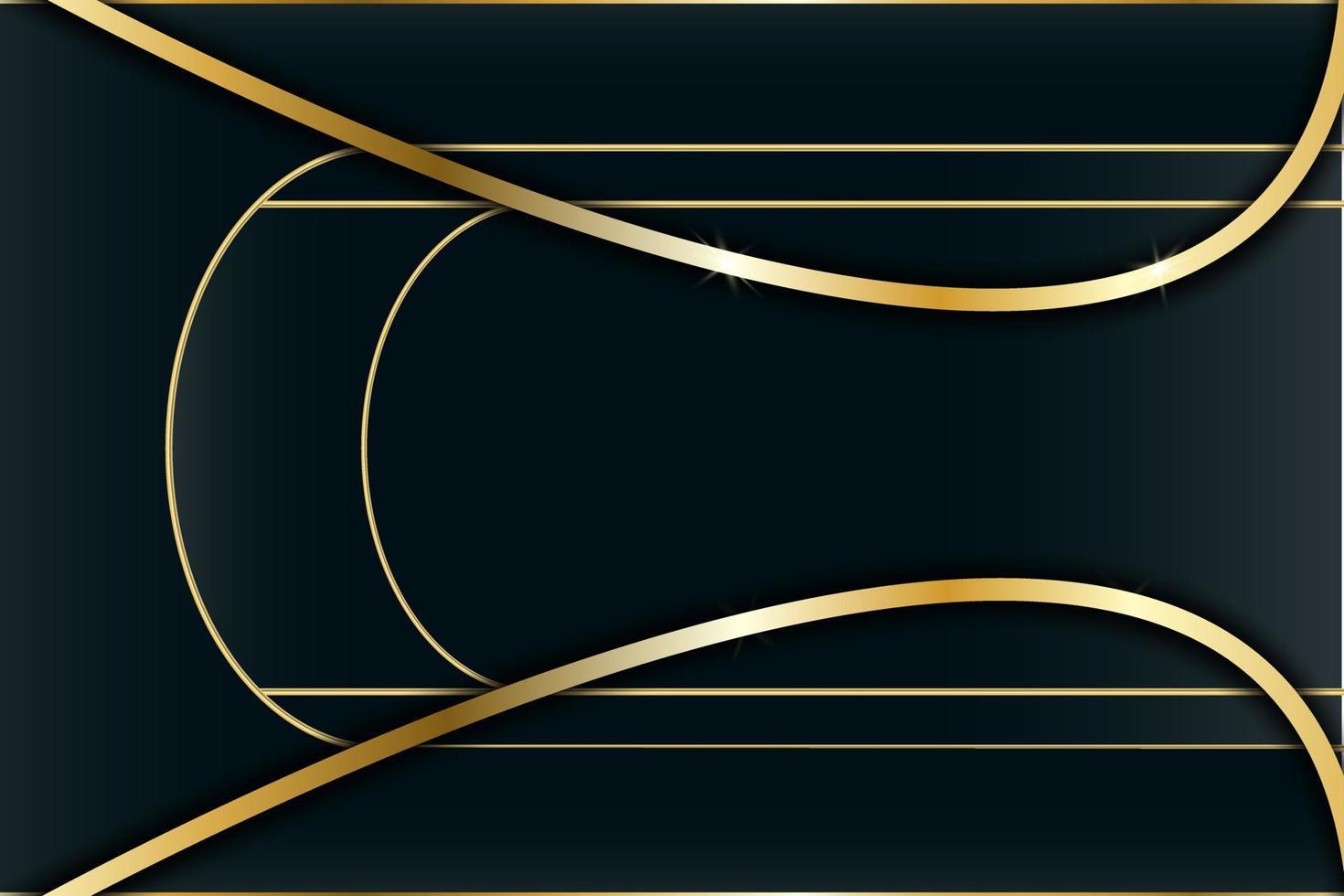 luxe lijn gouden rand en overlappende decoratie op moderne blauwe donkere achtergrond. vector illustratie