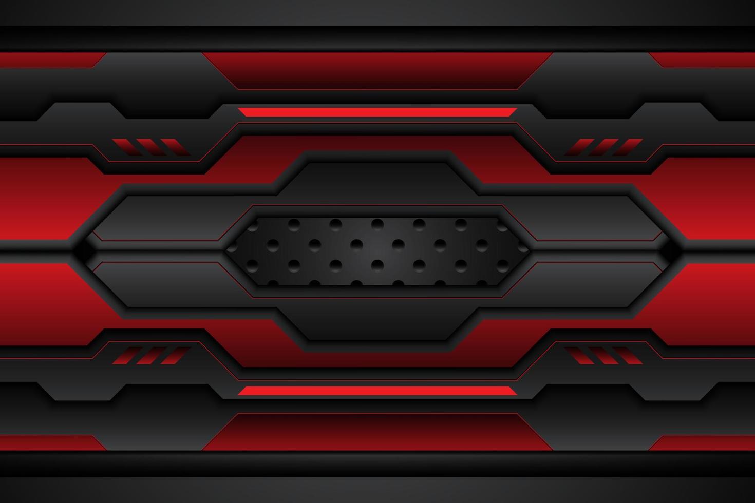 metalen plaat zwarte en contrasterende rode strepen op stalen gaas. sjabloon moderne technologie ontwerp achtergrond. vector illustratie