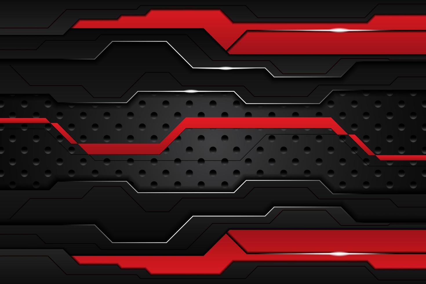 metalen plaat zwarte en contrasterende rode strepen op stalen gaas. sjabloon moderne technologie ontwerp achtergrond. vector illustratie