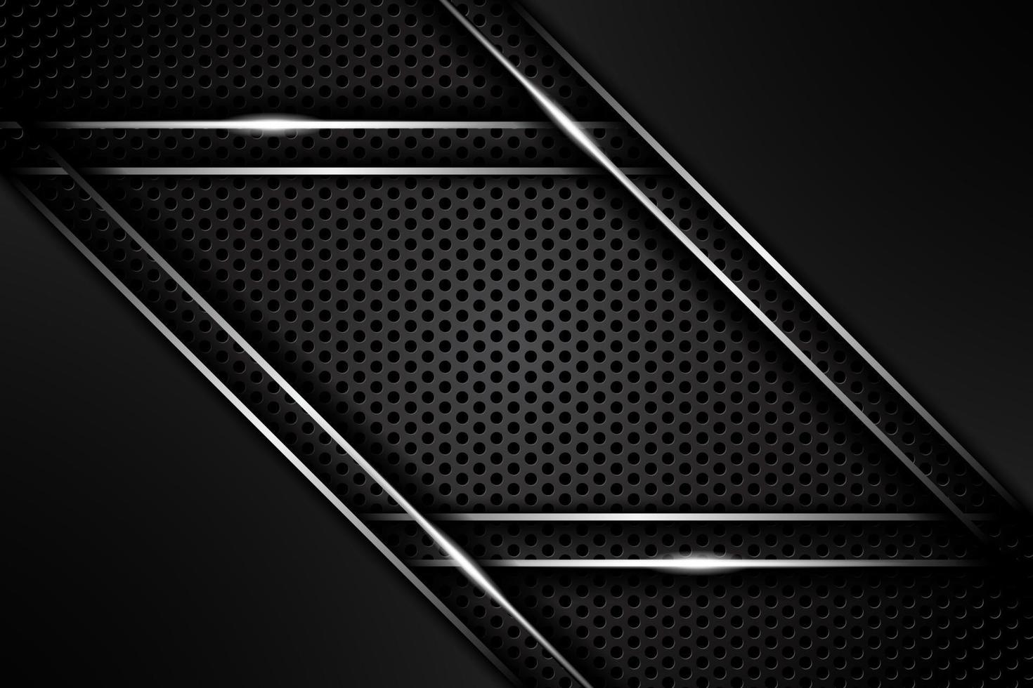 abstracte metalen koolstoftextuur modern en randlijnen chroom op zwart metalen plaatgat modern. ontwerp futuristische technische achtergrond. vector illustratie