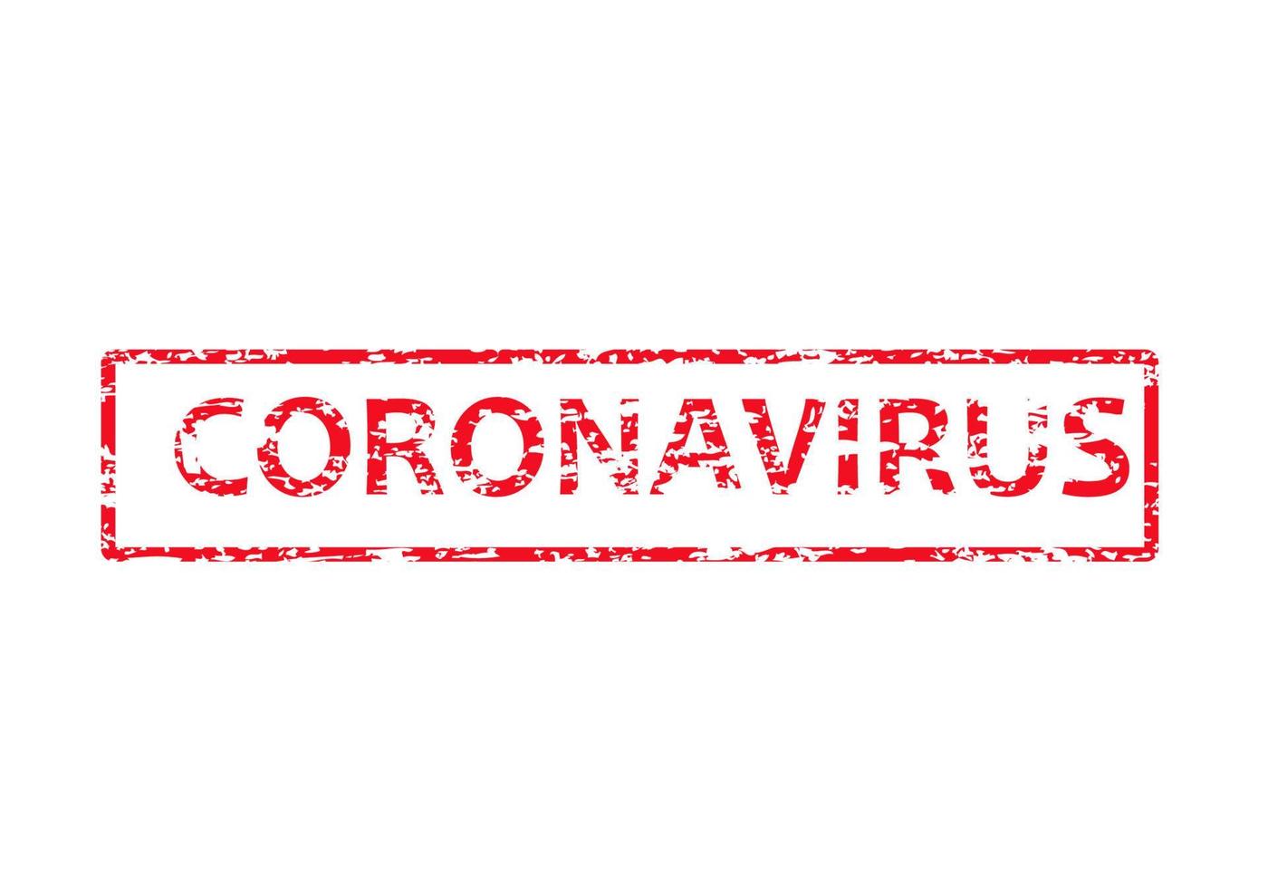 coronaviruswoord in rood vierkant met grungy textuur. noodlijdende Rubberstempel vectorillustratie op witte achtergrond. vector