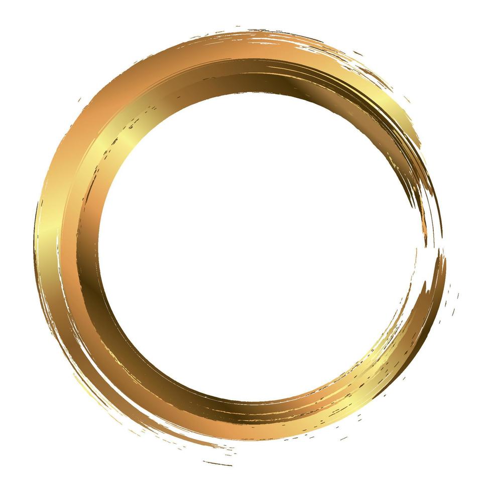 cirkel gouden frame geschilderd met penseelstreken op witte achtergrond. abstract vectorontwerpelement. gouden begrip. vectorillustratie. vector