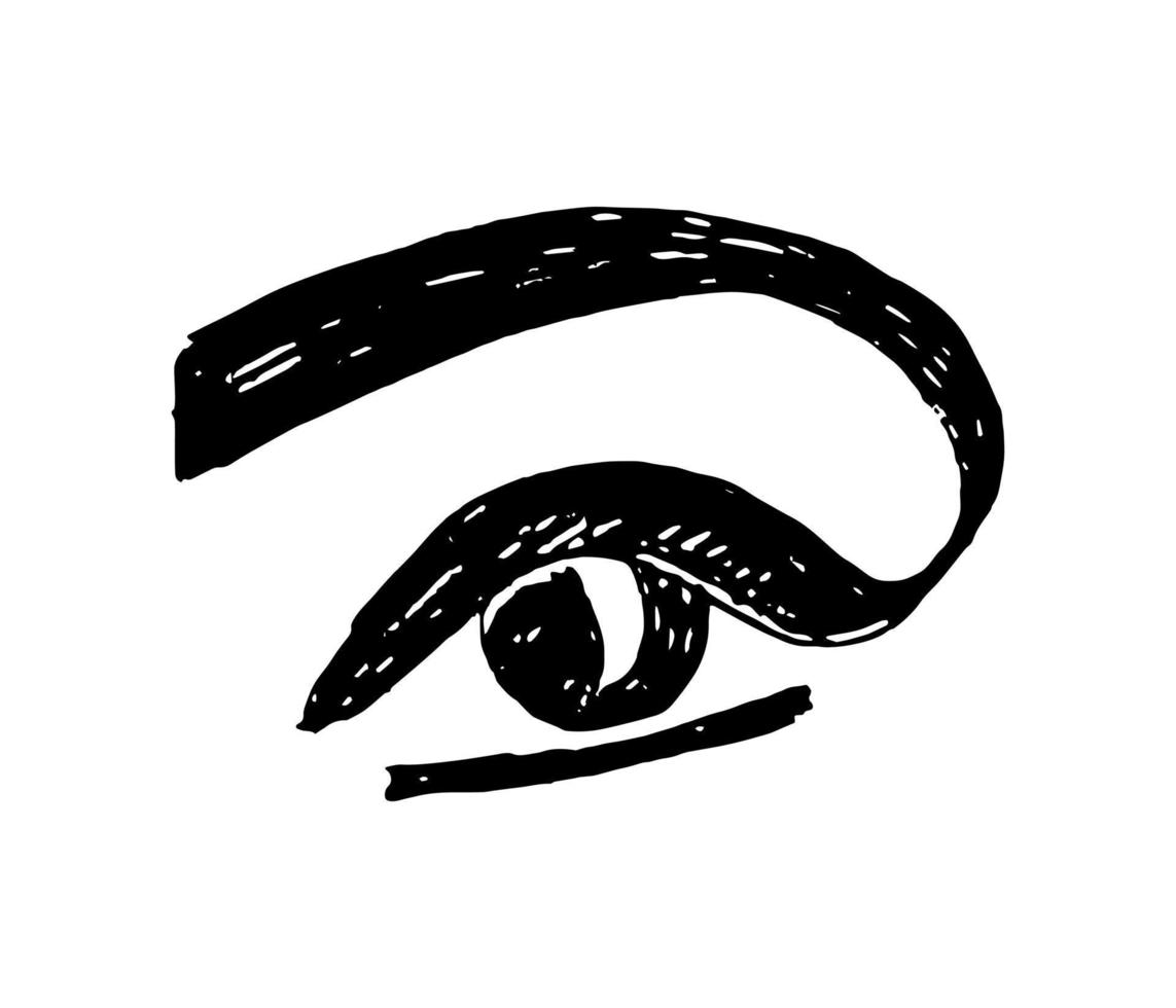 oog logo vector isoleren. wenkbrauw tattoo - schoonheidssalon icoon. zicht, zicht. wimperverlenging - schets, handtekening