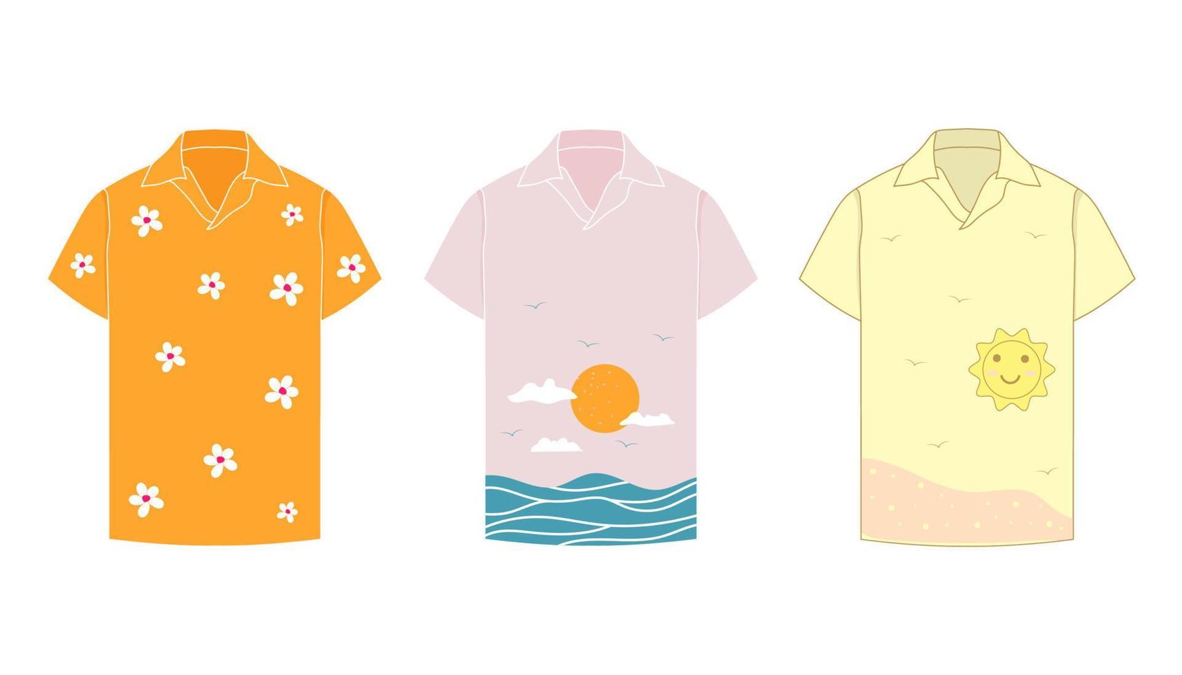 strandshirt illustratie set vector