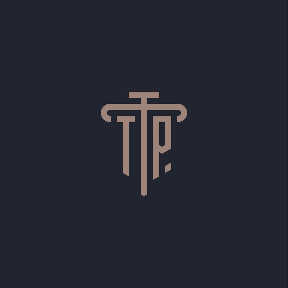 tp eerste logo monogram met pilaar pictogram ontwerp vector