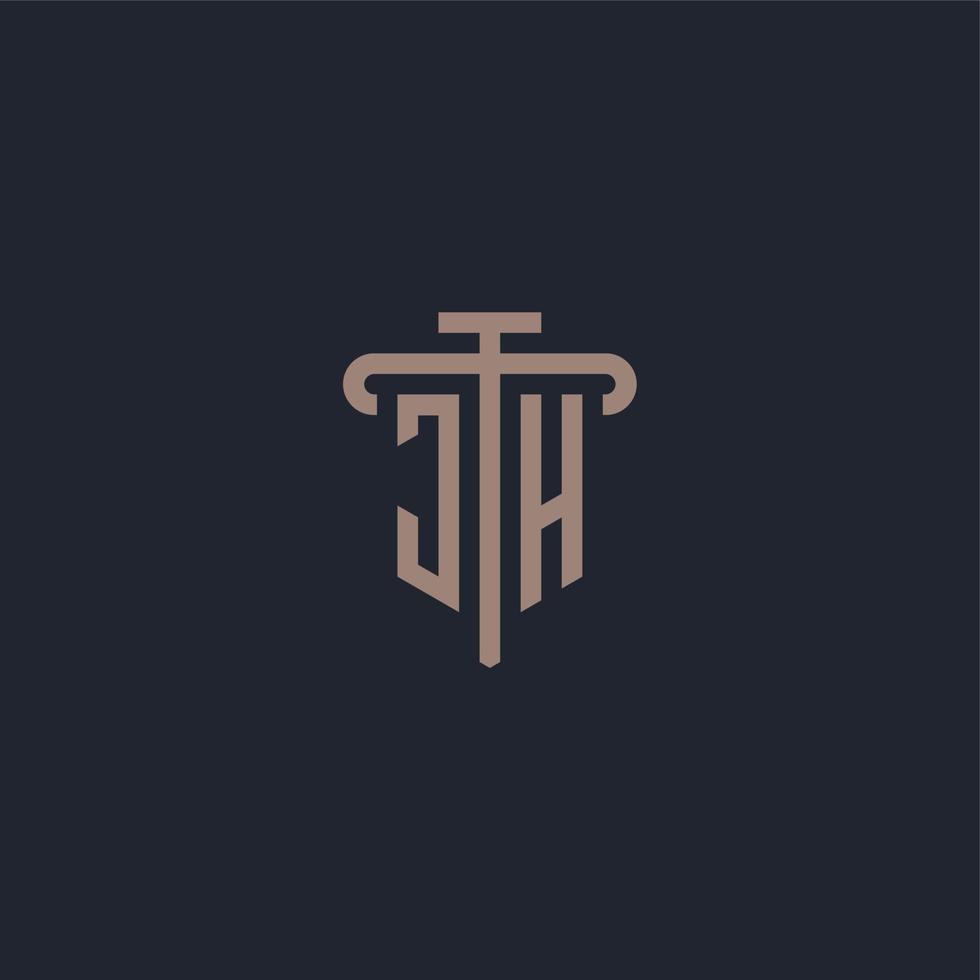 jh eerste logo monogram met pijler pictogram ontwerp vector