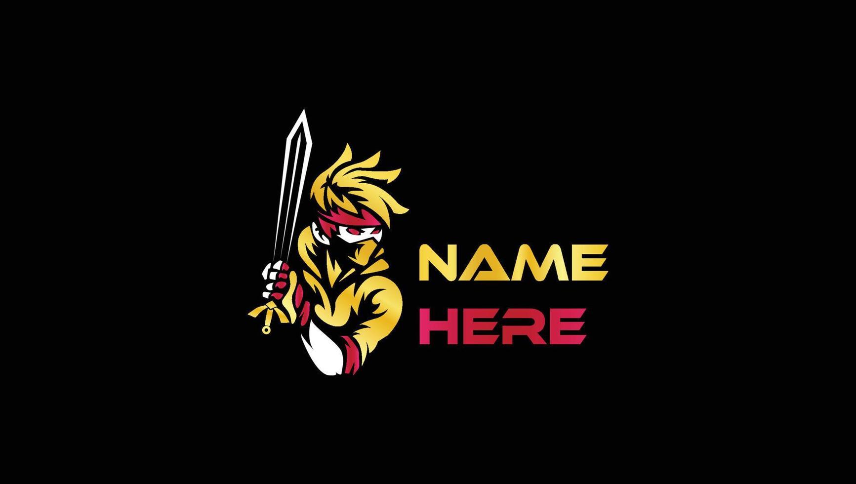 gaming jongen met zwaard logo ontwerpsjabloon voor esports vector