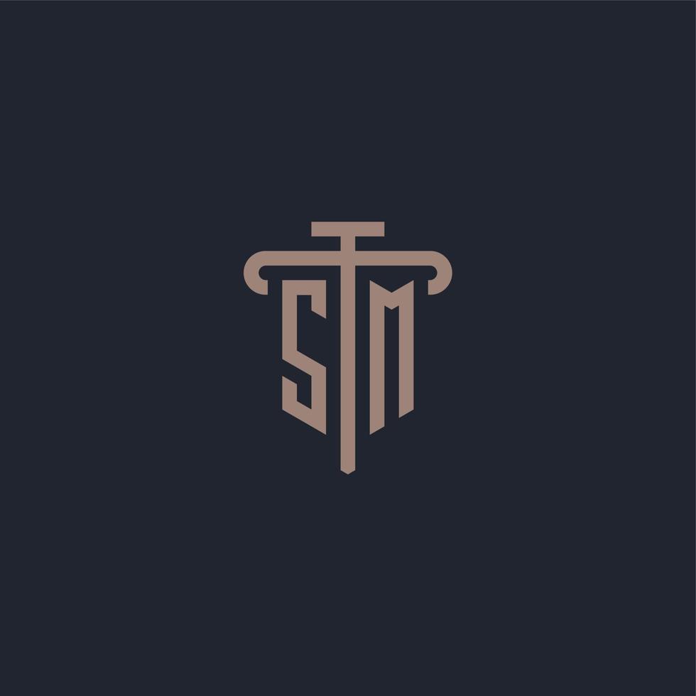 sm eerste logo monogram met pijler pictogram ontwerp vector