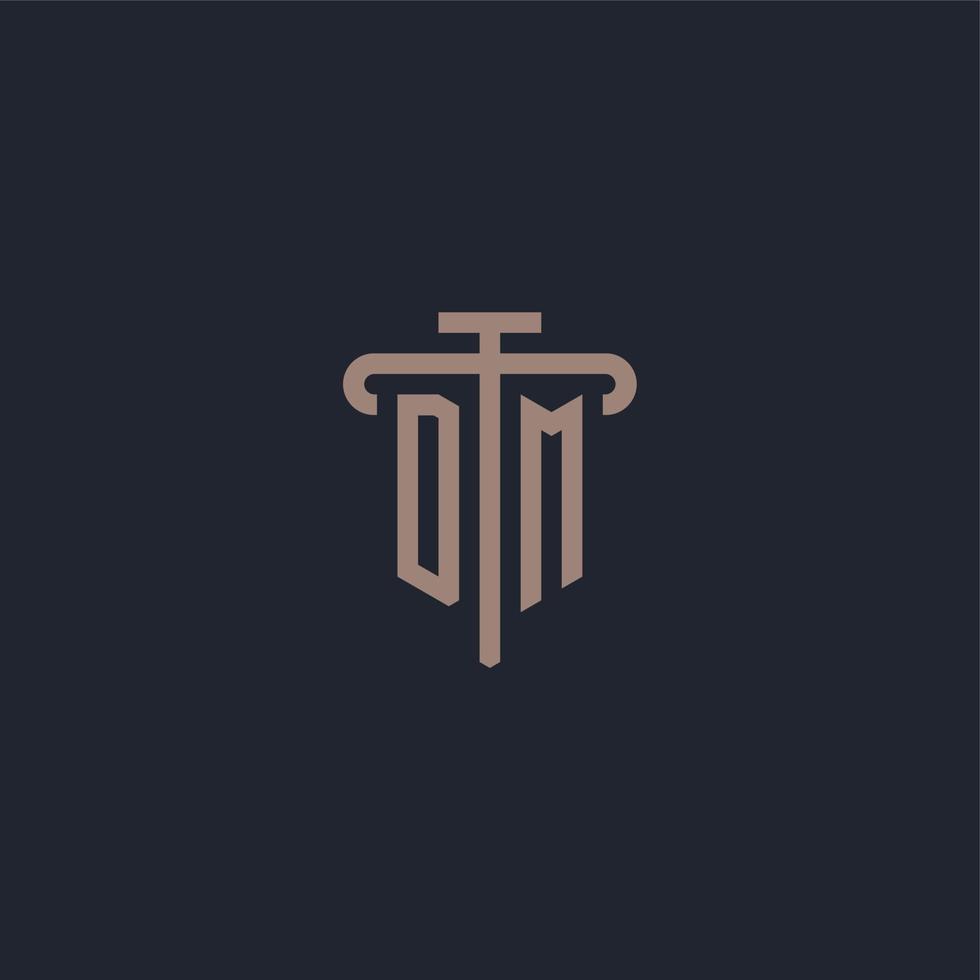 dm eerste logo monogram met pijler pictogram ontwerp vector